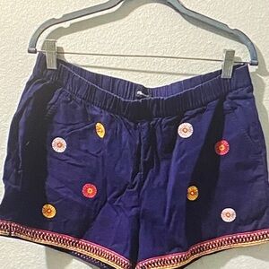 Madewell Navy Embroidered High Waist Shorts